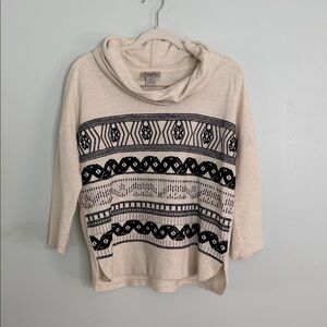 Lucky Brand Cowl Neck Sweater in Cream and Black